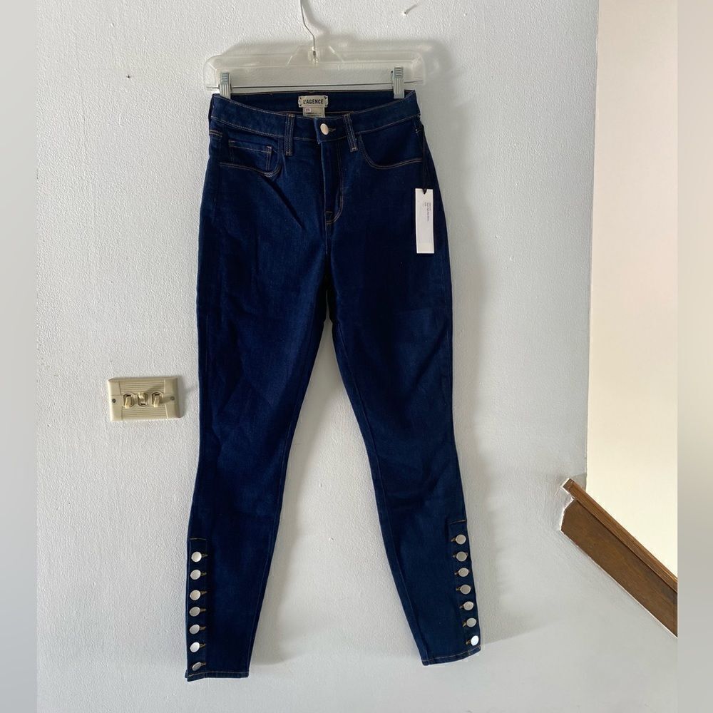 NWT L’Agence Piper High Rise Skinny Jeans Size 25 Button Detail Made in USA
